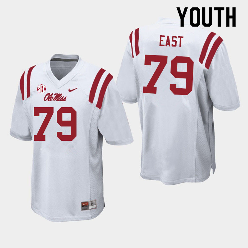 Youth #79 Cam East Ole Miss Rebels College Football Jerseys Sale-White